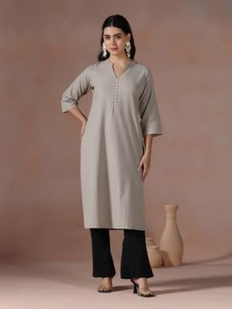 Shree - Women Cotton Grey Solid Kurta
