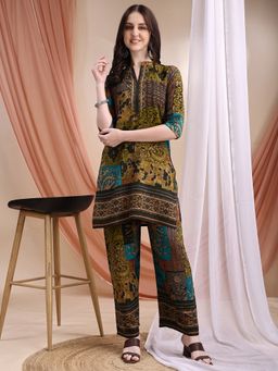 BERRYLICIOUS - Green Floral and Geometric Motifs Printed Co-Ord Set