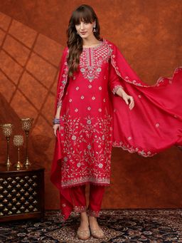 BERRYLICIOUS - Pink Embroidered Kurta with Pant and Dupatta