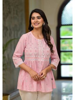 Juniper - Gulabi Noor Pink Cotton Peplum Tunic