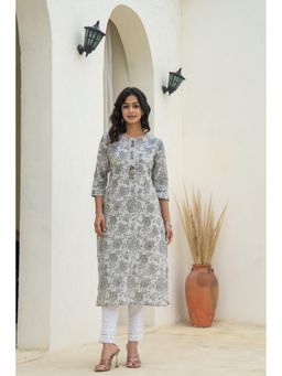 Juniper - Grey Floral Printed Kurta