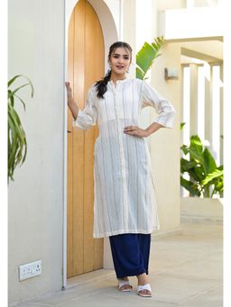 Juniper - Minimal Ivory Striped Straight Kurta