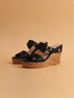ERIDANI - Solid Black Nessa Wedges