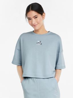 Puma - Floral Round-Neck Women's Black T-Shirt