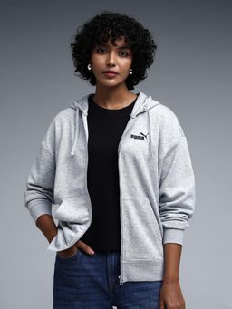 Puma - Essentials Small No. 1 Logo Women's Comfort Full-Zip Grey Hoodie Jacket