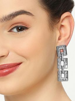 OOMPH - Crystal Studded Party Wear Drop Earrings for Women