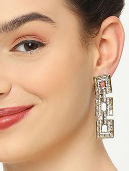 OOMPH - Crystal Studded Party Wear Drop Earrings for Women