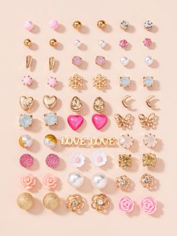 OOMPH - Crystal, Pearl, Love Fashion Ear Stud Earrings for Women (Pack of 30)