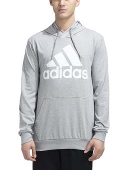 adidas - Grey Cotton Full Sleeves Training Hoodie