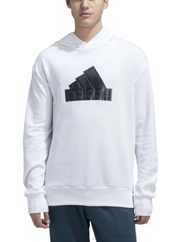 adidas - White Cotton Full Sleeves Training Hoodie