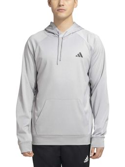 adidas - Grey Polyester Full Sleeves Training Hoodie