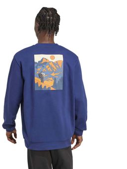 adidas - Blue Cotton Full Sleeves Training Sweatshirt