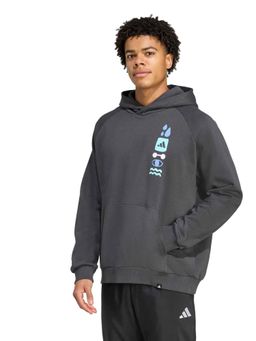 adidas - Grey Cotton Full Sleeves Training Hoodie