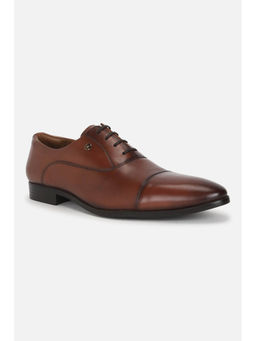 Louis Philippe - Men Brown Leather Lace Up Oxfords