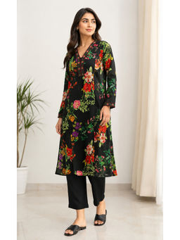 HAAVI BY PURAB - Black Mokshya Cotton Printed Kurta with Pant