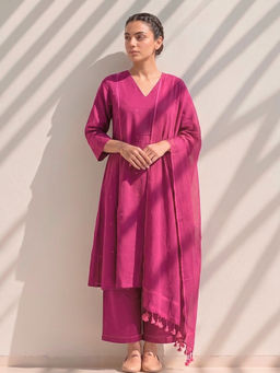 JITI - Magenta Summer Blush Kurta with Pant and Dupatta