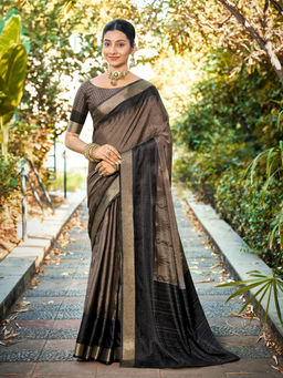 KALAASHREE - Brown Women's Saree With Designer Woven Border