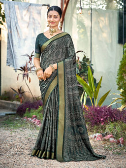 KALAASHREE - Green Women's Soft Saree With Traditional Woven Border