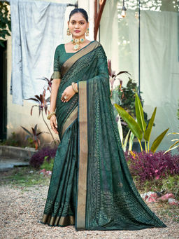 KALAASHREE - Green Women's Traditional Printed Saree With Elegant Border Design