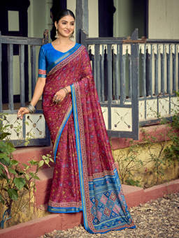 KALAASHREE - Magenta Women's Traditional Saree With Elegant Border Design
