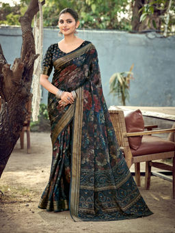 KALAASHREE - Black Women's Soft Saree With Traditional Woven Border
