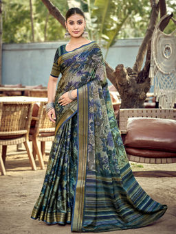 KALAASHREE - Blue Women's Traditional Saree With Elegant Border Design