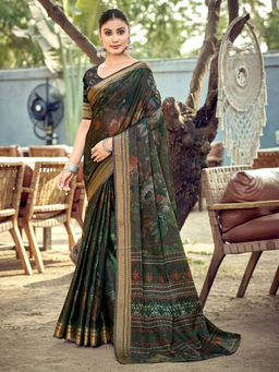 KALAASHREE - Brown Women's Ethnic Floral Saree For Festive And Casual Wear