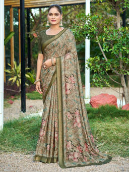 KALAASHREE - Brown Women's Soft Saree With Traditional Woven Border