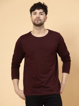 RIGO - Men Wine Terry Oversized Solid T-Shirt