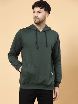 RIGO - Men Bottle Green Fleece Oversized Sweatshirt