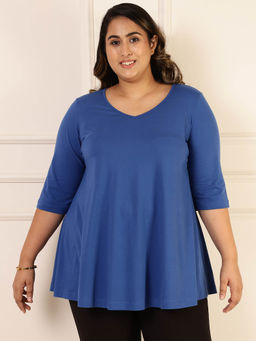 Amydus - Plus Size Blue A Line Top