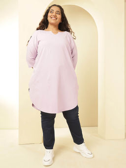 Amydus - Plus Size Lavender Longline Tunic Top