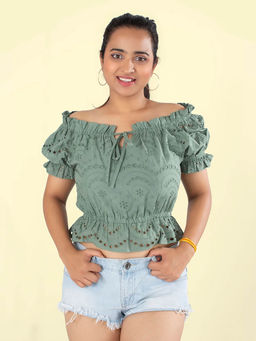 Veeralda - Cotton Eyelet Off-The-Shoulder Top