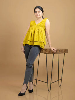 Veeralda - Women V Neck Sleeveless Cotton Top