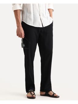 Rare Rabbit - Black Linen Blend Drawstring Trouser