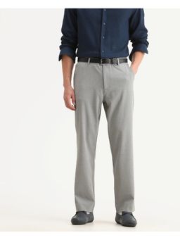 Rare Rabbit - Grey Regular Fit Stretchable Trouser