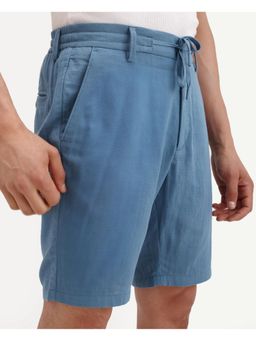 Rare Rabbit - Blue Double Layer Solid Drawstring Shorts