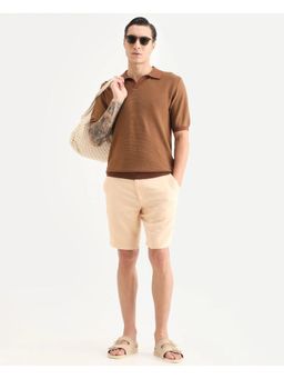 Rare Rabbit - Peach Double Layer Solid Drawstring Shorts