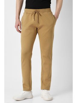 Peter England - Men Beige solid Casual Trackpant