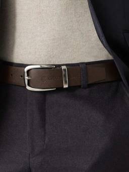 Crabby Hunt - Men's Leather Brown Sufiyana Gunmetal Round Buckle Belt