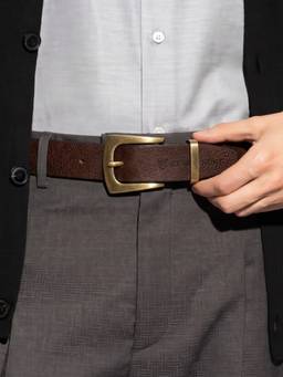 Crabby Hunt - Men's Casual Oil Pull-Up Antique Brass Leather Belt
