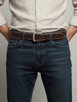 Crabby Hunt - Men's Brown Side Thread Leather Belt