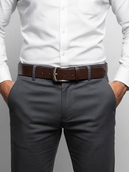 Crabby Hunt - Men's Brown Plain Leather Belt