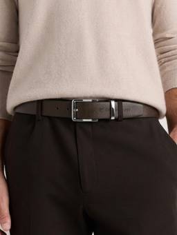 Crabby Hunt - Men's Leather Brown Sufiyana Textured Square Buckle Belt