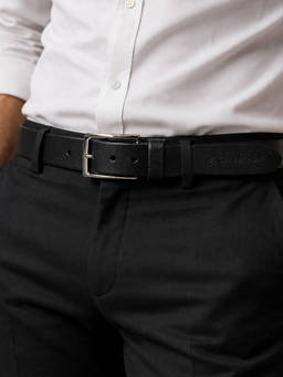 Crabby Hunt - Men's Black Leather Belt