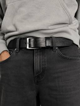 Crabby Hunt - Men's Black Vein Texture Leather Belt