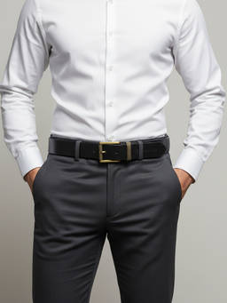 Crabby Hunt - Men's Black Golden Roller Leather Belt