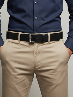 Crabby Hunt - Men's Black Silver Square Leather Belt