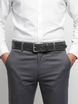Crabby Hunt - Men's Black Sided Thread Leather Belt