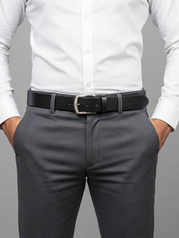 Crabby Hunt - Men's Black Plain Leather Belt